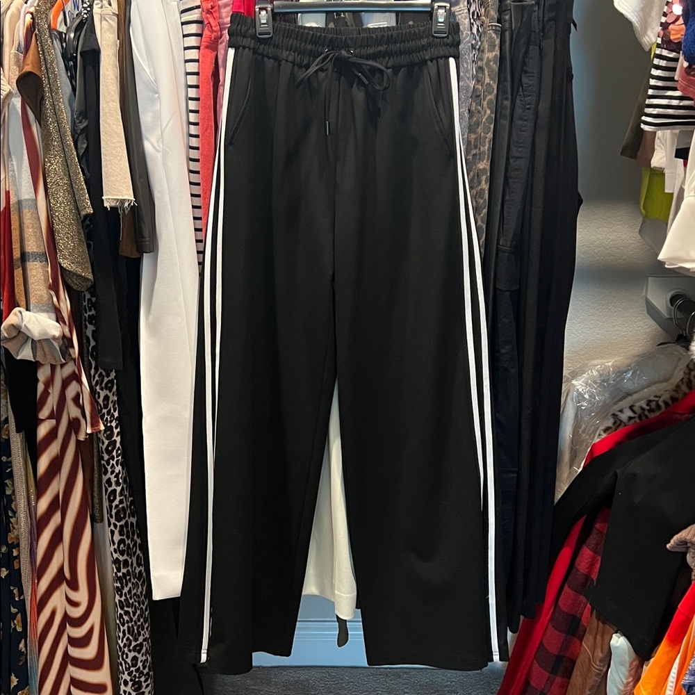 Evereve Tala Zip Track Pant - Black with White Stripe and side zip - Picture 6 of 6
